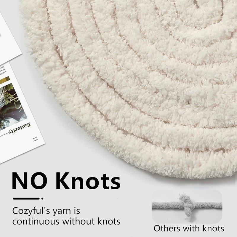 Cozyful Chunky Yarn for Hand Knitting - #10 Chunky Chenille Yarn, Jumbo Big Thick Chunky Yarns for Crocheting, Super Bulky Chunky Knit Blanket Yarns, 8 Skein (25 yds 8 oz Each Skein), Beige White - Image 4